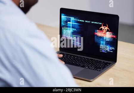 Ransomware Malware Attack. Business Computer Hacked. Security Breach ...