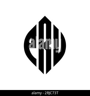 PRU circle letter logo design with circle and ellipse shape. PRU ellipse letters with typographic style. The three initials form a circle logo. PRU Ci Stock Vector