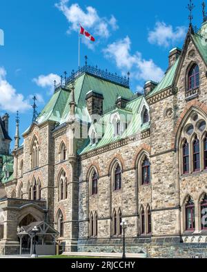 Built in 1859 to house the offices of parliamentarians and senators, the historic East Block of the Canadian parliament continues to house offices of Stock Photo