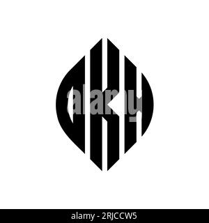 OKX circle letter logo design with circle and ellipse shape. OKX ellipse letters with typographic style. The three initials form a circle logo. OKX Ci Stock Vector