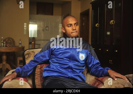 Bangladesh national Football Team captain Jamal Harris Bhuiyan during an interview in Dhaka, Bangladesh, 09 February, 2015. He is a Danish-Bangladeshi Stock Photo