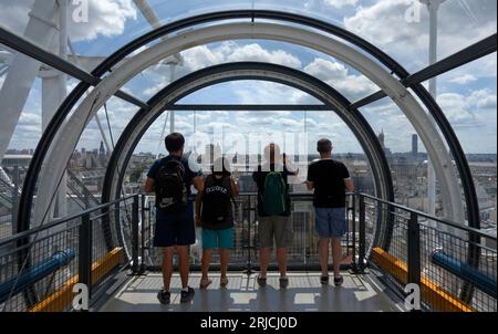 View over Paris from upper corridor. Centre Pompidou Paris in  2023, Paris, France. Architect: Richard Rogers, Renzo Piano , Gianfranco Franchini, 197 Stock Photo