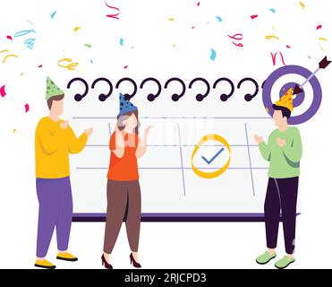 Team target achievement celebration concept, Office People vector icon design, Awards and incentives symbol, Employee benefits and engagement sign Rec Stock Vector