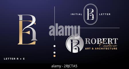 RE or ER monogram initial letter logo, elegant and luxury style. Vector design template elements for your business card, branding identity names Stock Vector