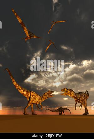 Allosaurus Dinosaurs & Other Creatures From The Jurassic Era Stock ...