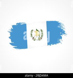 Guatemala flag in the shape of a brush stroke. Happy Independence Day of Guatemala banner with flag in grunge style. Vector illustration Stock Vector