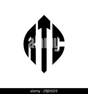RTC circle letter logo design with circle and ellipse shape. RTC ellipse letters with typographic style. The three initials form a circle logo. RTC Ci Stock Vector