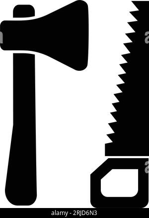 Saw and axe icon Stock Vector