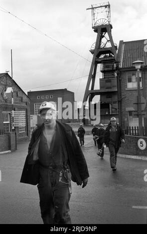 Snowdown Colliery Kent Coalfields. Coal miners coming off a shift, the ...