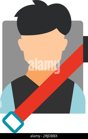 Man with fastened seat belt icon Stock Vector