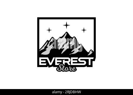 Hiking Equipment Store logo with everest illustration design, adventure shop emblem vector Stock Vector