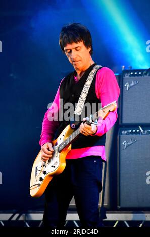 Johnny Marr, former guitarist of The Smiths, pictured performing live at Hardwick Festival in August 2023. Credit: James Hind/Alamy Stock Photo. Stock Photo