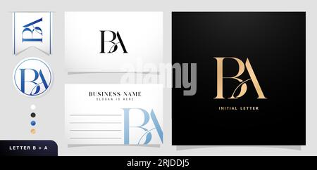 BA monogram letter company logo element template alphabet set business card for advertisement material, collage print, ads campaign marketing Stock Vector
