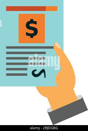 Hand holding invoice with dollar symbol for payment flat vector ...