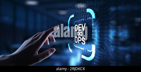 DevOps Agile development concept on virtual screen. Stock Photo