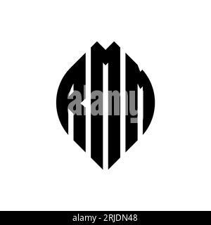 RMM circle letter logo design with circle and ellipse shape. RMM ellipse letters with typographic style. The three initials form a circle logo. RMM Ci Stock Vector