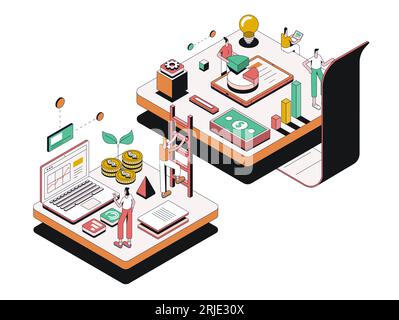 Modern isometric design illustration of Creative Business. Teamwork concept. Can be used for website and mobile website or Landing page. Easy to edit Stock Vector