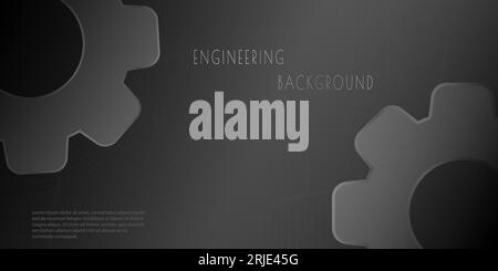 Dark background with gears of metallic color. Template for banner, poster, and creative design Stock Vector