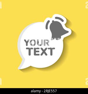 Announcement bubble with bell vector banner. Speech balloon with shadow template. Stock Vector