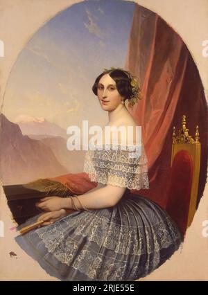 Portrait of a Young Woman 1849 by Carl Timoleon von Neff Stock Photo