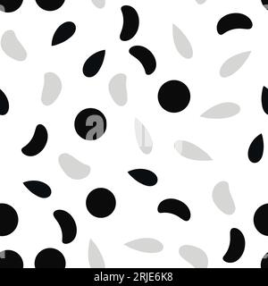 Vector Seamless Black And White Organic Outlined Shapes Jumble Pattern ...