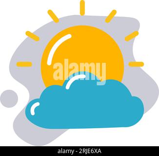 Weather forecast icon, clouds and sunshine vector Stock Vector