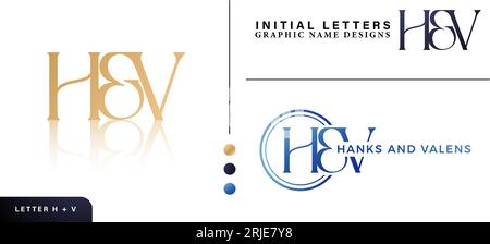 HV letter logo with elegant style and typography vector wedding invitation template for branding identity names company or corporates, advertisements Stock Vector