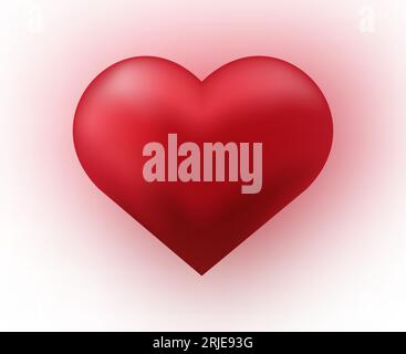 Red glossy realistic heart frame isolated on white background Stock ...