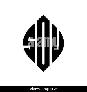 SDU circle letter logo design with circle and ellipse shape. SDU ellipse letters with typographic style. The three initials form a circle logo. SDU Ci Stock Vector