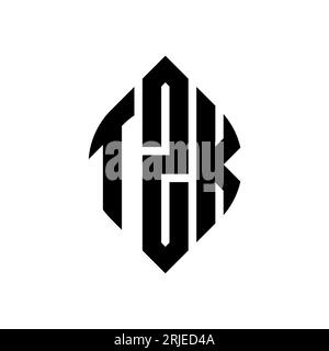 TZK circle letter logo design with circle and ellipse shape. TZK ellipse letters with typographic style. The three initials form a circle logo. TZK Ci Stock Vector