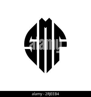 SMF circle letter logo design with circle and ellipse shape. SMF ellipse letters with typographic style. The three initials form a circle logo. SMF Ci Stock Vector