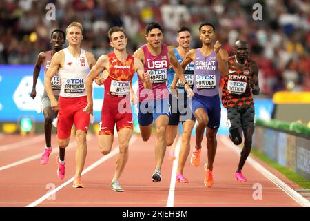 Great Britain's Daniel Rowden (second right) competes in the Men's 800 metres Heat 4 on day four of the World Athletics Championships at the at the National Athletics Centre, Budapest, Hungary. Picture date: Tuesday August 22, 2023. Stock Photo