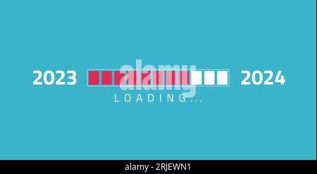 Loading new year 2023 to 2024 in progress bar. Stock Vector