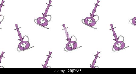 pattern with hookah and skull on white background Stock Vector