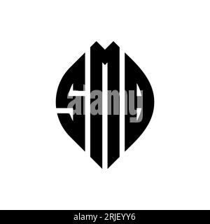 SMB circle letter logo design with circle and ellipse shape. SMB ellipse letters with typographic style. The three initials form a circle logo. SMB Ci Stock Vector