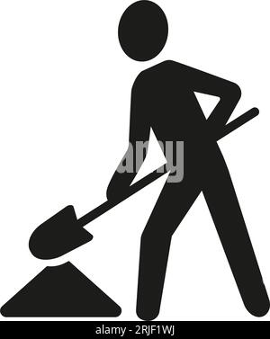 Workman digging pit simple icon Stock Vector