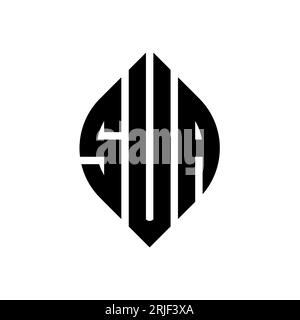 SUA circle letter logo design with circle and ellipse shape. SUA ellipse letters with typographic style. The three initials form a circle logo. SUA Ci Stock Vector