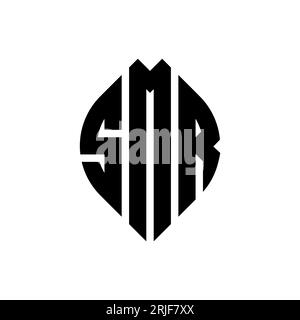 SMR circle letter logo design with circle and ellipse shape. SMR ellipse letters with typographic style. The three initials form a circle logo. SMR Ci Stock Vector