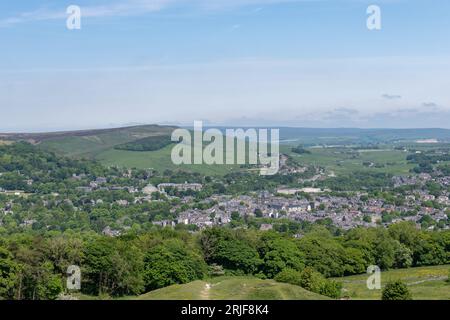 View from Buxton Country Park of Buxton town in the Peak District Stock Photo