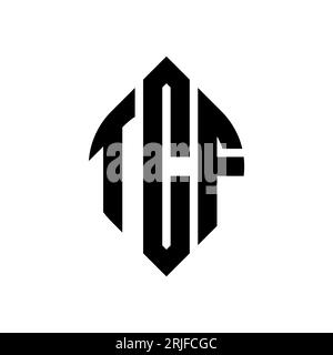 TCF circle letter logo design with circle and ellipse shape. TCF ellipse letters with typographic style. The three initials form a circle logo. TCF Ci Stock Vector