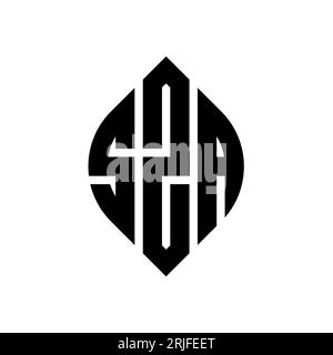 SZA circle letter logo design with circle and ellipse shape. SZA ellipse letters with typographic style. The three initials form a circle logo. SZA Ci Stock Vector