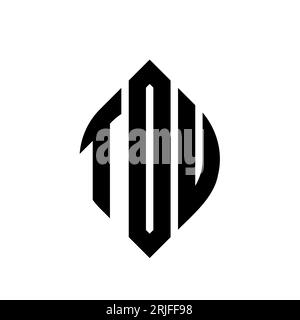 TOU circle letter logo design with circle and ellipse shape. TOU ellipse letters with typographic style. The three initials form a circle logo. TOU Ci Stock Vector