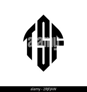 TSF circle letter logo design with circle and ellipse shape. TSF ellipse letters with typographic style. The three initials form a circle logo. TSF Ci Stock Vector