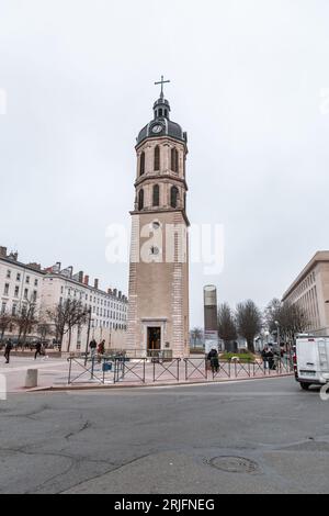 Lyon, France - JAN 25, 2022: The Place Antonin-Poncet is a square located in the Bellecour quarter, in the 2nd arrondissement of Lyon, France. Stock Photo