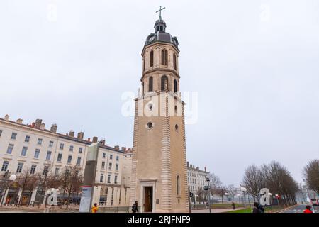 Lyon, France - JAN 25, 2022: The Place Antonin-Poncet is a square located in the Bellecour quarter, in the 2nd arrondissement of Lyon, France. Stock Photo