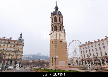 Lyon, France - JAN 25, 2022: The Place Antonin-Poncet is a square located in the Bellecour quarter, in the 2nd arrondissement of Lyon, France. Stock Photo