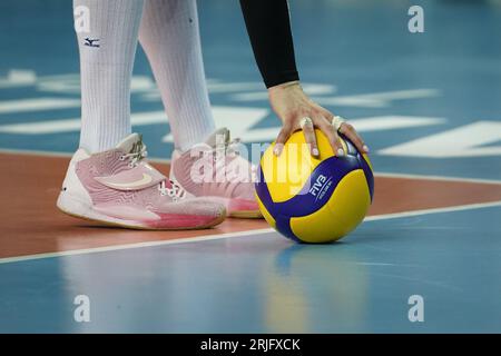 ANTALYA, TURKIYE - DECEMBER 18, 2022: Mikasa V200W ball in FIVB Volleyball Womens Club World Championship Stock Photo