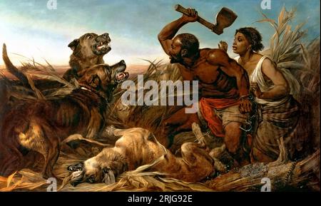 The Hunted Slaves, (1861) by Richard Ansdell Stock Photo