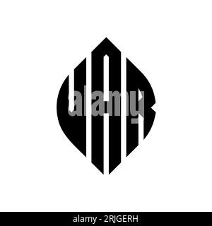 VAR circle letter logo design with circle and ellipse shape. VAR ellipse letters with typographic style. The three initials form a circle logo. VAR Ci Stock Vector
