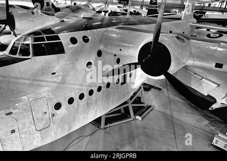 A Short Sunderland WWII anti submarine flying boat at the  Imperial War Museum and airfield Duxford Stock Photo